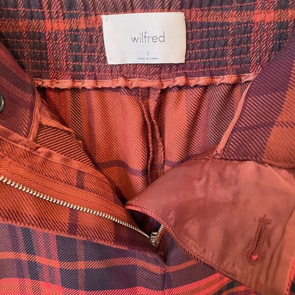 WILFRED NWT ARITZIA Dawna Check Plaid Barrel Leg Pant Burgundy Size Small Autumn - Picture 3 of 10